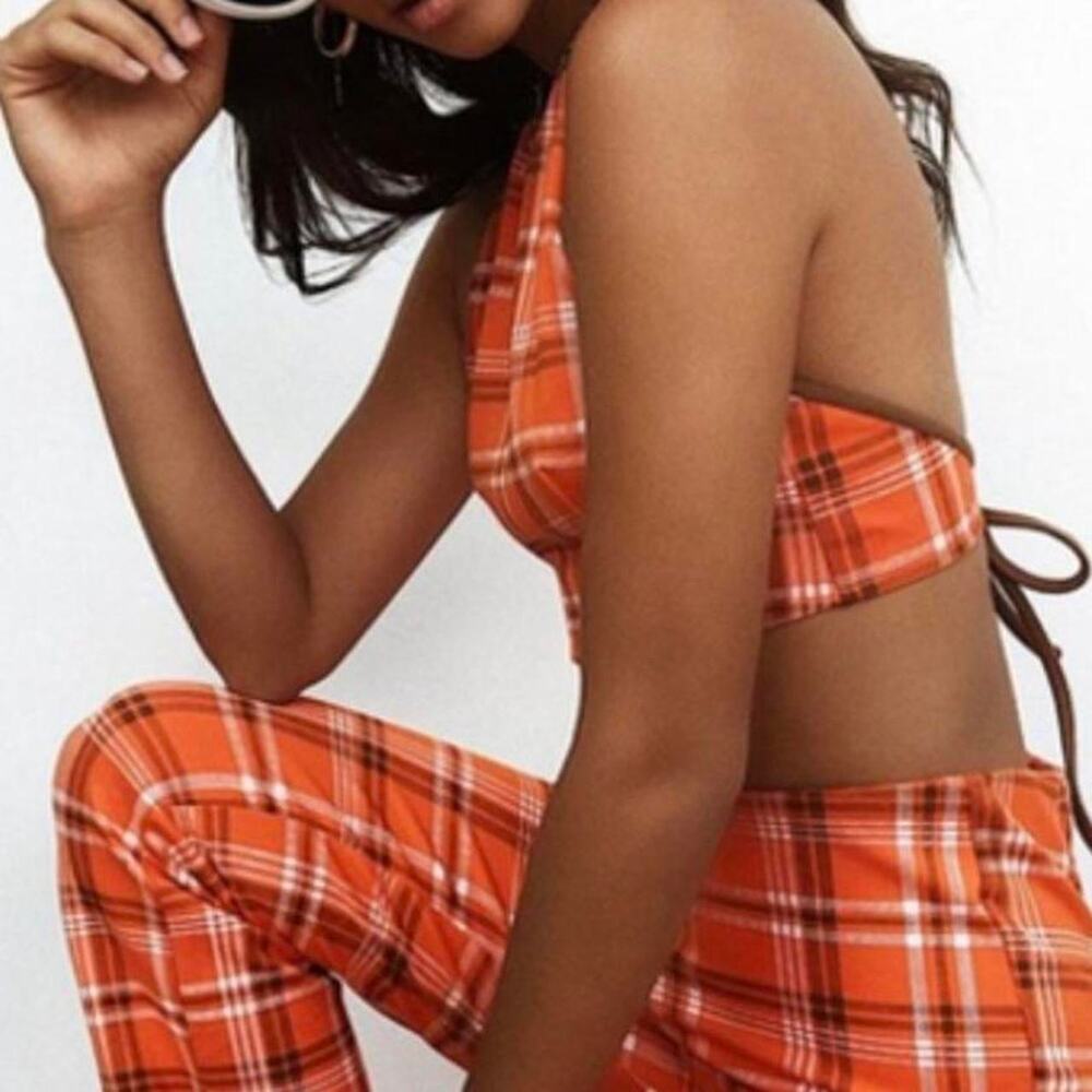 I.AM.GIA Orange Polaris Plaid Halter Top - Picture 8 of 8